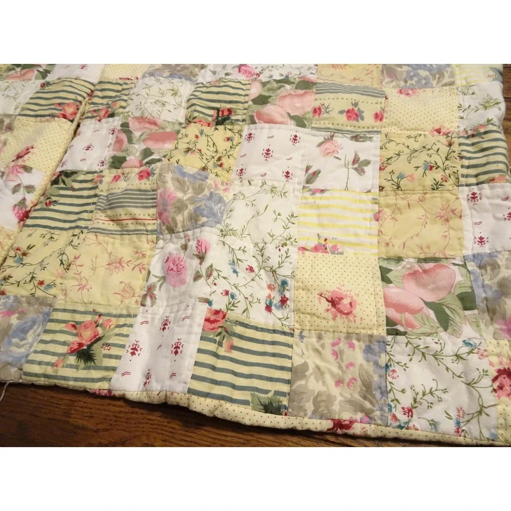 Fashion on Fifth Patchwork Quilted Pillow Shams Set of 2 Floral Yellow Cotton